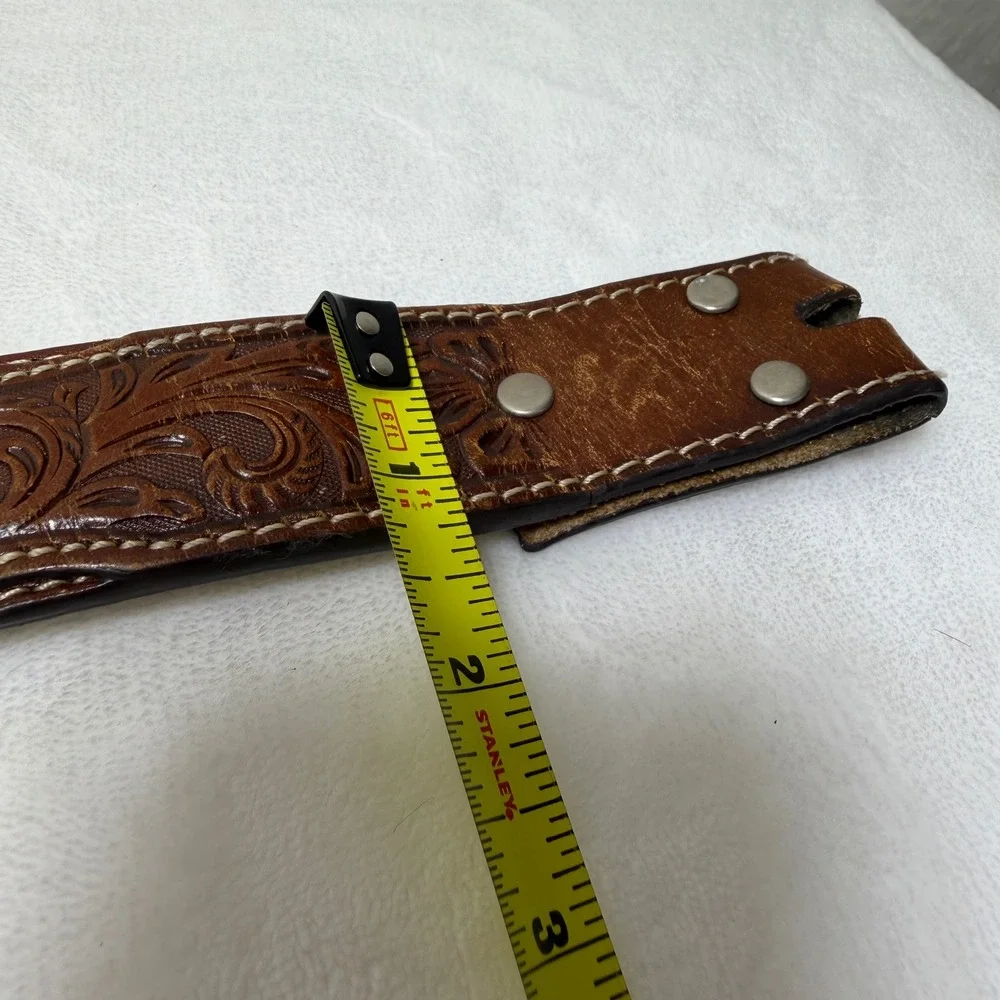 NOCONA Mens‎ Diamond Conch Calf Hair Leather Western Studded Belt 32 *NO BUCKLE*